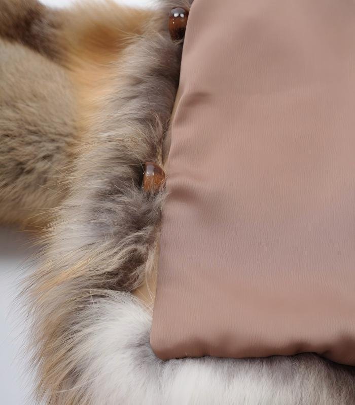 #2603 Women V Neck Short Golden Island Fox Fur Jacket, Real Full Skin Golden Island Fox Coat Luxury Winter Outerwear.c