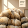 #2602 Women Short Stand Collar Golden Island Fox Fur Jacket, Real Full Skin Fox Fur Luxury Winter Outerwear.d