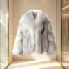 #2609 Short Fox Fur Coat for Women, Real Full Skin Fox Fur Jacket Luxury Unique Winter Outerwear.b