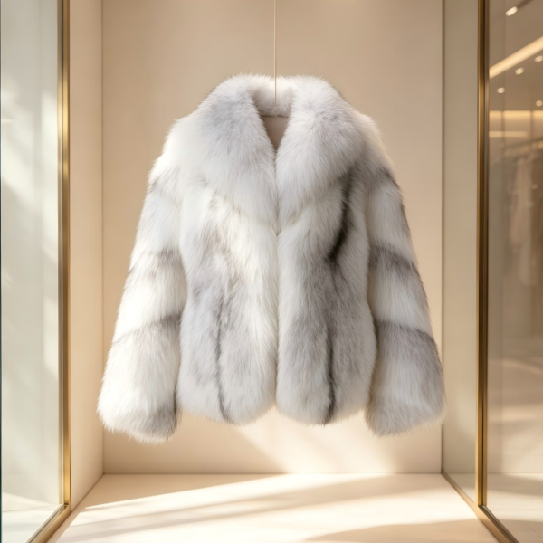 #2609 Short Fox Fur Coat for Women, Real Full Skin Fox Fur Jacket Luxury Unique Winter Outerwear.b