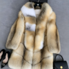 #2666 Women Mid-Long Golden Island Fox Fur Coat Wide Lapel, Real Full Skin Fox Fur Luxury Winter Outerwear .A