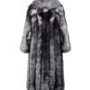 #2606 Long Silver Fox Fur Coat for Women, Real Full Skin Silver Fox Jacket Wide Lapel Luxury Winter Outerwear.a