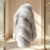 #2609 Short Fox Fur Coat for Women, Real Full Skin Fox Fur Jacket Luxury Unique Winter Outerwear.c