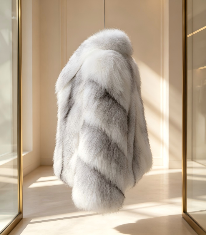 #2609 Short Fox Fur Coat for Women, Real Full Skin Fox Fur Jacket Luxury Unique Winter Outerwear.c