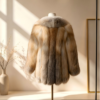 #2605 Women Golden Island Fox Fur Coat, Real Full Skin Golden Island Fox Jacket Vintage Luxury Winter Outerwear.b