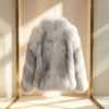 #2609 Short Fox Fur Coat for Women, Real Full Skin Fox Fur Jacket Luxury Unique Winter Outerwear.a