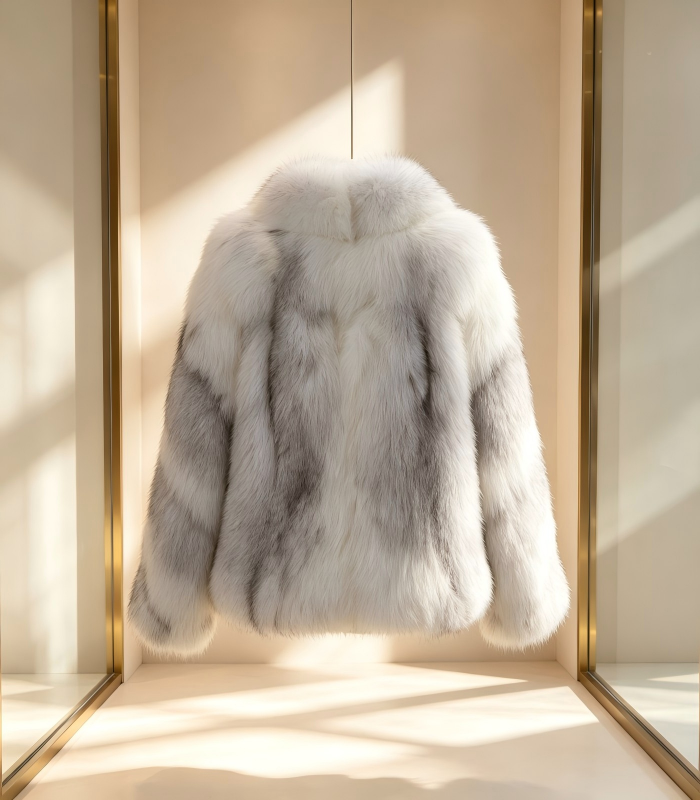#2609 Short Fox Fur Coat for Women, Real Full Skin Fox Fur Jacket Luxury Unique Winter Outerwear.a