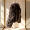 #2610 Short Fox Fur Coat, Real Full Skin Fox Jacket for Women Grey Brown Gradient Luxury Winter Outerwear.a