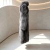 #2612 Premium Grey Hooded Long Silver Fox Fur Coat, Real Full Skin Silver Fox Jacket for Women Luxury Winter Outerwear.a