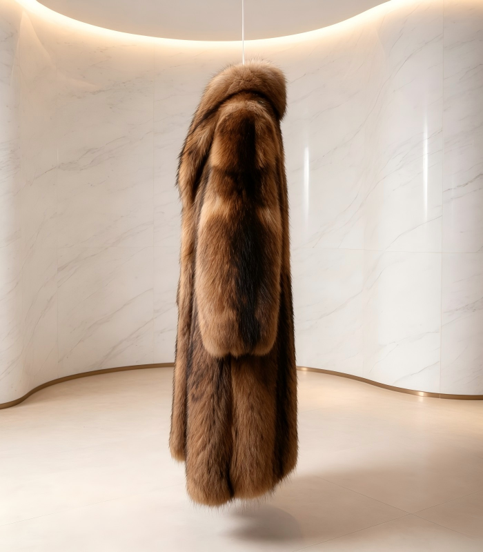 #2617 Long Luxury Gradient Raccoon Dog Fur Coat, Real Full Skin Raccoon Dog Jacket for Women Winter Outerwear.c