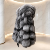 #2614 Short Silver Fox Fur Coat, Real Full Skin Silver Fox Jacket for Women Wide Lapel Luxury Winter Outerwear.a
