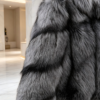 #2615 Short Gradient Silver Fox Fur Coat, Real Full Skin Silver Fox Jacket for Women Light Luxury Winter Outerwear.d