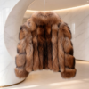 #2616 Luxury Gradient Raccoon Dog Fur Coat, Real Full Skin Raccoon Dog Jacket for Women Winter Outerwear.d