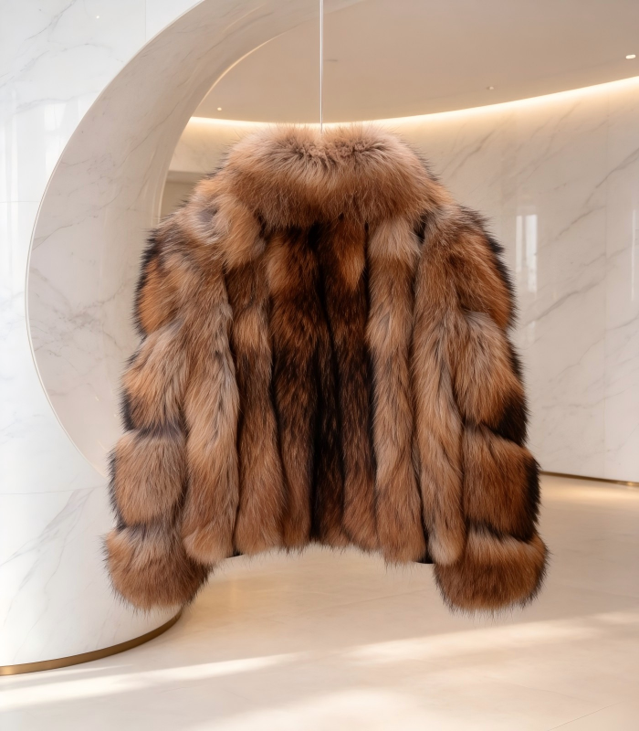 #2616 Luxury Gradient Raccoon Dog Fur Coat, Real Full Skin Raccoon Dog Jacket for Women Winter Outerwear.d