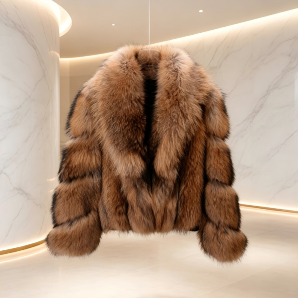 #2616 Luxury Gradient Raccoon Dog Fur Coat, Real Full Skin Raccoon Dog Jacket for Women Winter Outerwear.c