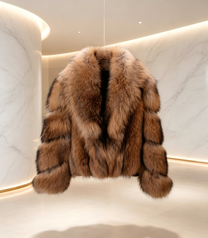 #2616 Luxury Gradient Raccoon Dog Fur Coat, Real Full Skin Raccoon Dog Jacket for Women Winter Outerwear.c