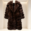 #2620 Dark Brown Horizontal Cut Fox Fur Coat, Real Full Skin Fox Jacket for Women Luxury Winter Outerwear.b
