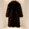 #2620 Dark Brown Horizontal Cut Fox Fur Coat, Real Full Skin Fox Jacket for Women Luxury Winter Outerwear.a