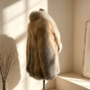 #2605 Women Golden Island Fox Fur Coat, Real Full Skin Golden Island Fox Jacket Vintage Luxury Winter Outerwear.a