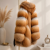 #2601 Women RedFox Fur Coat, Real Full Skin Fox Fur Luxury Warm Winter Outerwear Hanging View.a