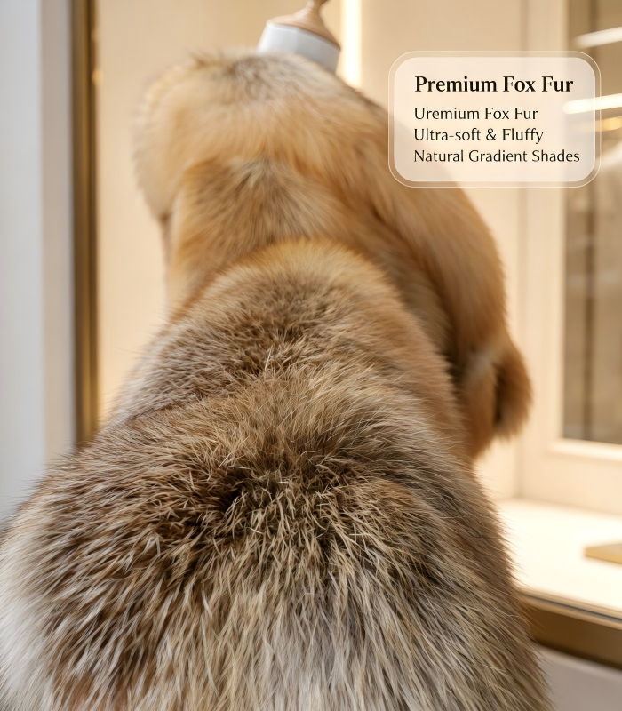#2604 Women Short Golden Island Fox Fur Coat, Real Full Skin Golden Island Fox Jacket Luxury Warm Winter Outerwear.d