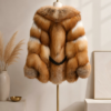 #2601 Women RedFox Fur Coat, Real Full Skin Fox Fur Luxury Warm Winter Outerwear Hanging View.e