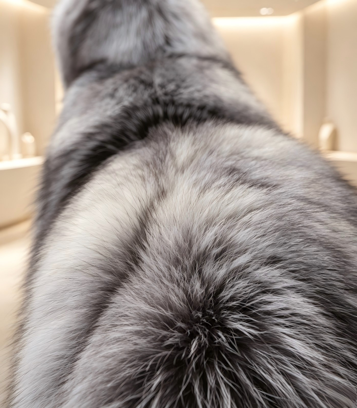 #2607 Women Short Silver Fox Fur Coat, Real Full Skin Silver Fox Jacket Luxury Winter Outerwear.c