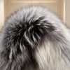 #2608 Short Hooded Silver Fox Fur Coat, Real Full Skin Silver Fox Jacket for Women Luxury Winter Outerwear.e