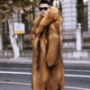 #2661 Men's Long Raccoon Fur Coat With Hood, Real Full Skin Raccoon Fur Jacket Thick Luxury Winter Outerwear.a