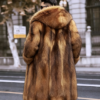 #2661 Men's Long Raccoon Fur Coat With Hood, Real Full Skin Raccoon Fur Jacket Thick Luxury Winter Outerwear.b