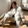 #2622 Fox Fur Coat, Real Full Skin Fox Jacket for Women Luxury Winter Outerwear.a