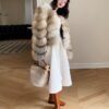 #2629 Women's Golden Island Fox Fur Short Coat, Luxury Natural Fox Fur Winter Jacket.C