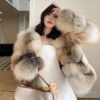 #2629 Women's Golden Island Fox Fur Short Coat, Luxury Natural Fox Fur Winter Jacket.B