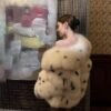 #2633 Women's Spotted Fox Fur Short Coat, Oversized Big Collar Natural Fox Fur Luxury Winter Jacket.A