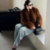 #2635 Women's Short Dark Brown Fox Fur Coat, Vintage Casual Thick Winter Fur Outerwear.B