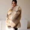 #2638 Women's Golden Island Fox Fur Mid Length Coat, Luxury Vintage Fluffy Winter Fur Outerwear.C