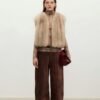 #2640 Women's Fox Fur Vest, V-Neck Fluffy Sleeveless Winter Fur Gilet.B