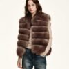 #2643 Women's Fox Fur Vest, Saga Furs Luxury Sleeveless Fur Gilet for Winter.E
