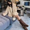 2648Women's Mid Length Rex Rabbit Fur Coat, Soft Luxury Fur Outerwear for Winter..C