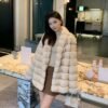 2648Women's Mid Length Rex Rabbit Fur Coat, Soft Luxury Fur Outerwear for Winter..A