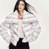 Women's Rex Rabbit Fur Coat, Angel Wing Oversized Collar, Golden Khaki Color Luxury Winter Outerwear