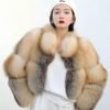 Women's Golden Island Fox Short Fur Coat, Real Full Skin Luxury Winter Outerwear for Women