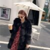 Women's Long Fox Fur Coat, Real Full Skin Luxury Winter Outerwear for Women