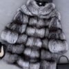#2676 Women Mid Length Silver Fox Fur , Stand Collar Full Skin Real Fox Fur Winter Outerwear.e