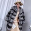 #2676 Women Mid Length Silver Fox Fur , Stand Collar Full Skin Real Fox Fur Winter Outerwear.d
