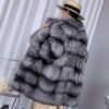 #2676 Women Mid Length Silver Fox Fur , Stand Collar Full Skin Real Fox Fur Winter Outerwear.a