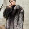 Natural silver fox fur coat,Real Full Skin Fox Fur Jacket for Men Luxury Winter Outerwear