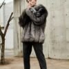 Natural silver fox fur coat,Real Full Skin Fox Fur Jacket for Men Luxury Winter Outerwear