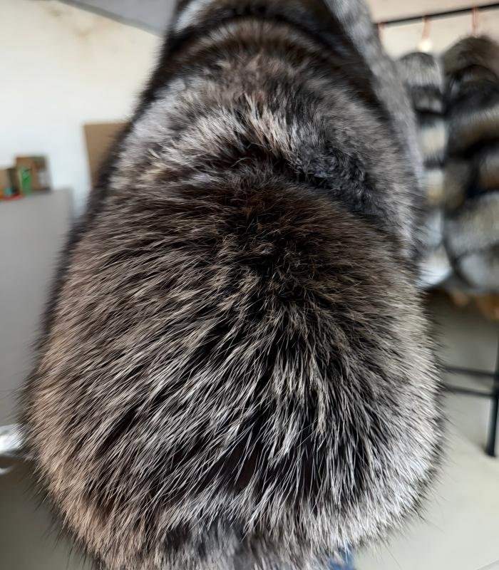 #2668 Women Mid Length Natural Silver Fox Fur Coat, Vintage Grey Tone Real Fox Fur Winter Outerwear.e