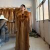 #2669 Long Full Skin Red Fox Fur Coat , Luxury Real Fox Fur Knee Length Winter Outerwear With Wide Lapel.G